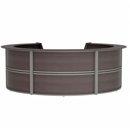 Linea Italia Reception Desk 11.1 ft D X 46 in H, 11.8 ft W X Thermofused Laminate, Mocha ZUT299